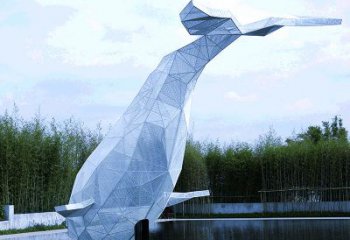 贵州大型公园景区园林动物景观雕塑不锈钢网格鲸鱼