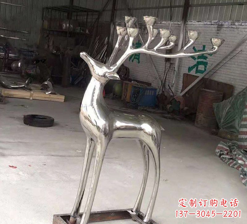 贵州精美梅花鹿雕塑——点亮不锈钢烛台