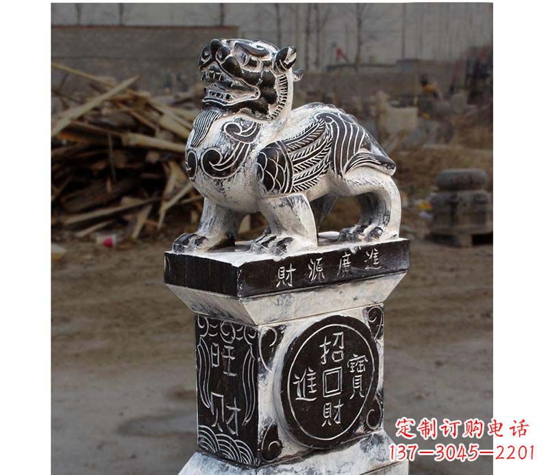 贵州门墩雕塑财源广进的象征