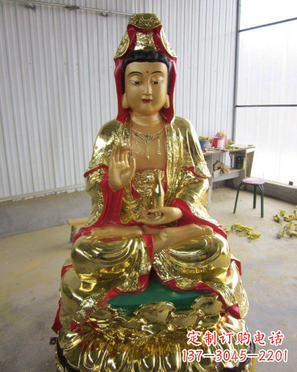 贵州彩绘观音菩萨铜雕