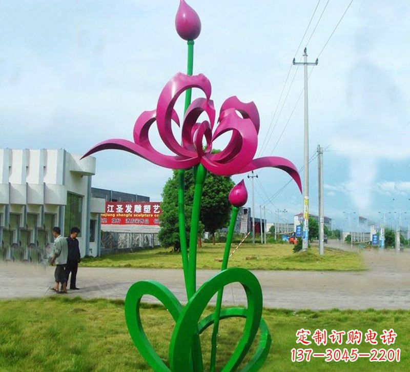贵州灿烂的彩色不锈钢荷花雕塑