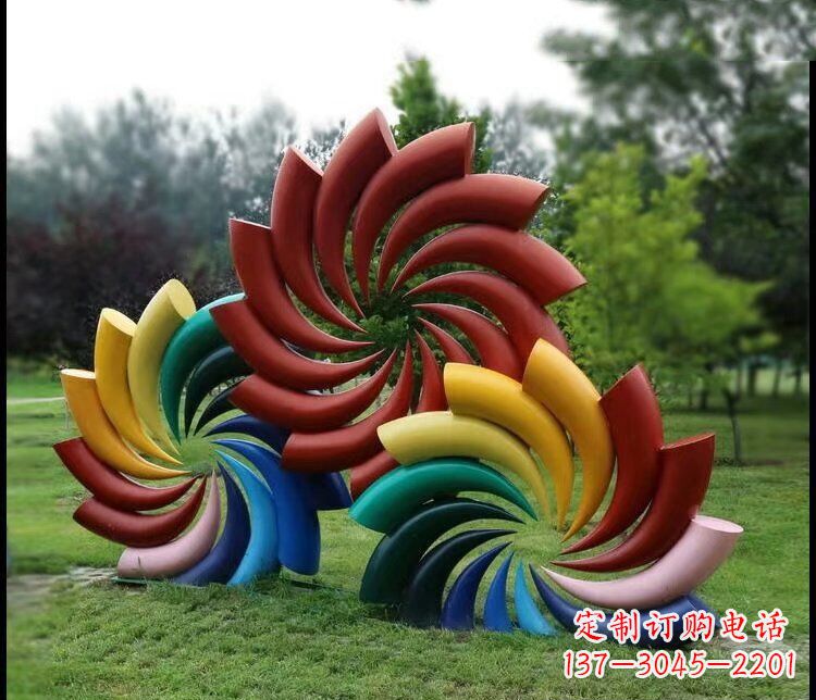 贵州彩色不锈钢风车雕塑