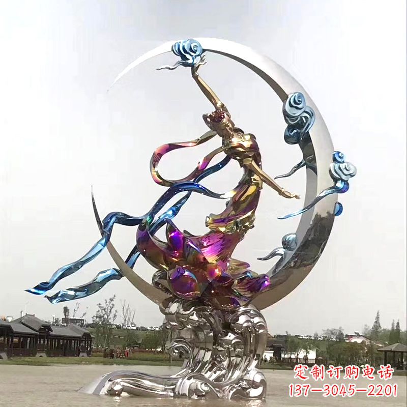 贵州中国古代神话传说中的嫦娥奔月不锈钢雕塑景观