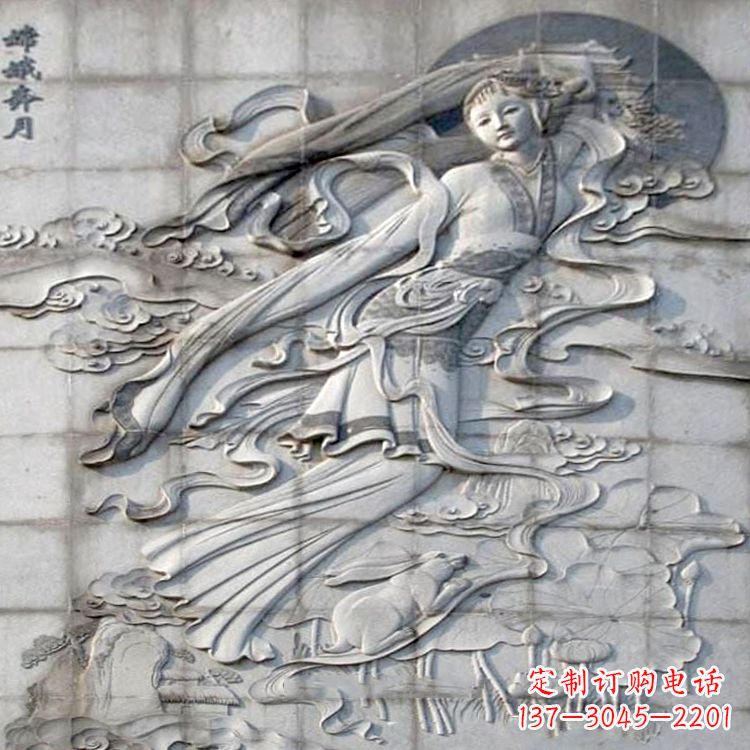 贵州嫦娥奔月浮雕-大理石石刻神话人物壁画