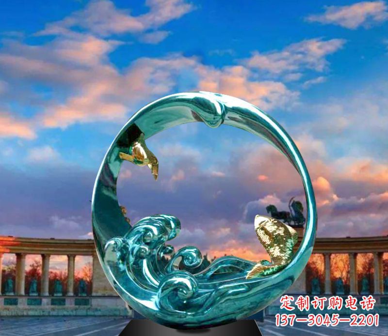 贵州城市不锈钢彩银圆环景观雕塑