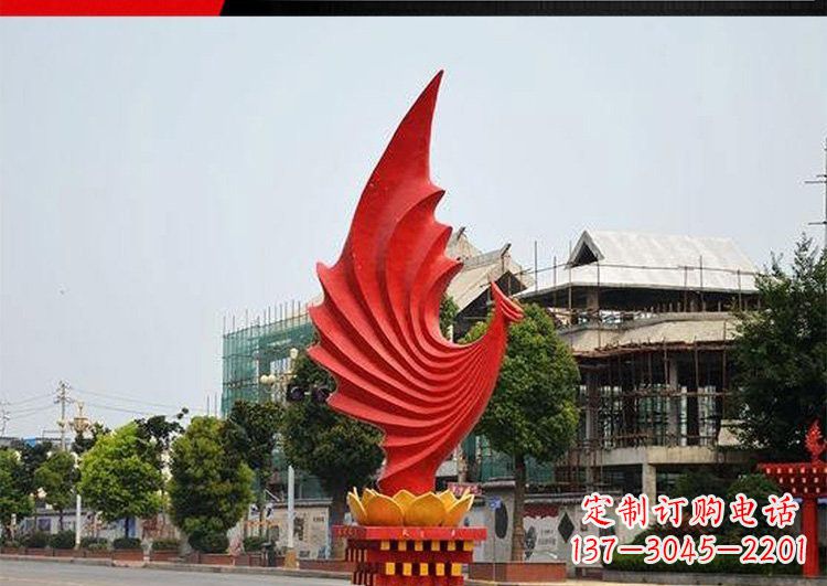 贵州城市不锈钢抽象凤凰雕塑
