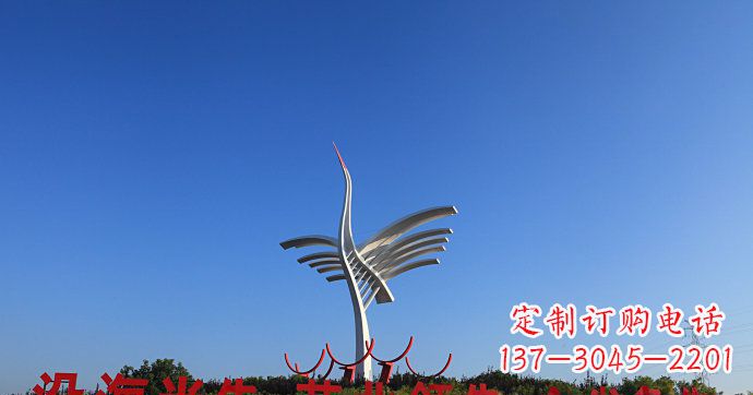 贵州城市抽象不锈钢仙鹤雕塑