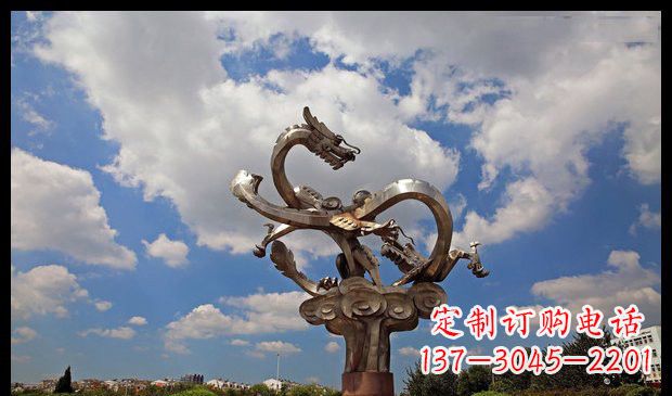 贵州城市抽象双龙雕塑