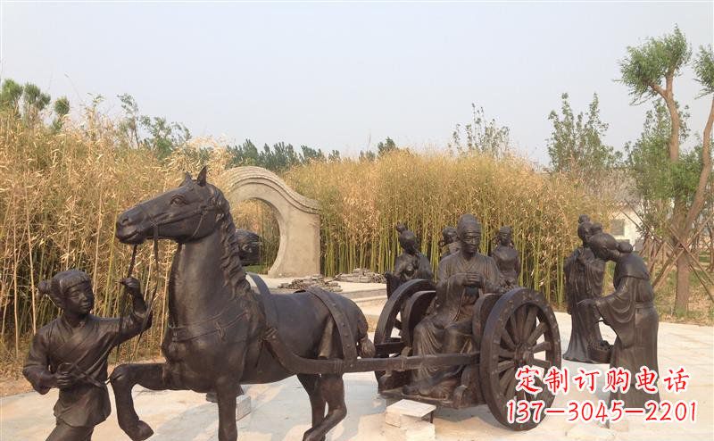 贵州城市公园坐马车景观铜雕