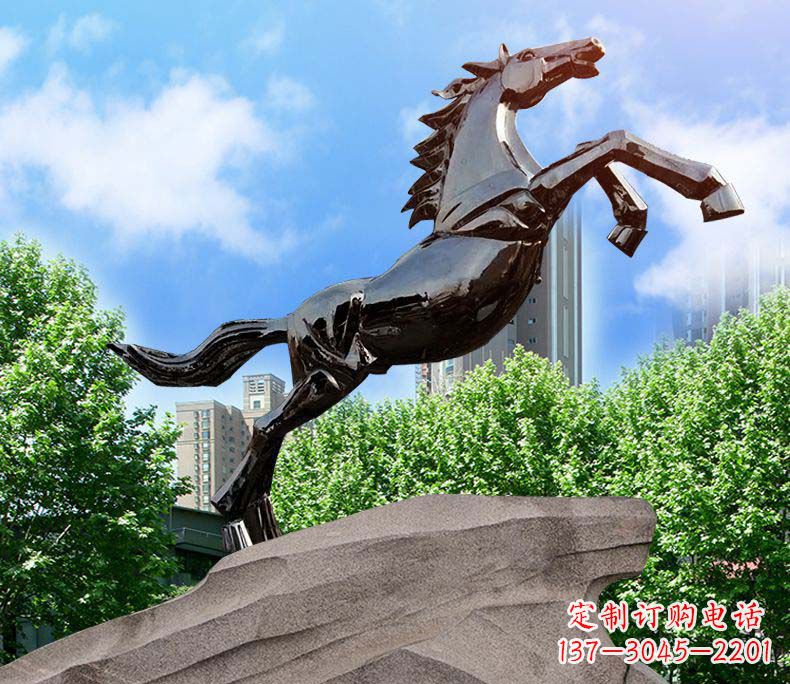 贵州城市镜面不锈钢奔马雕塑