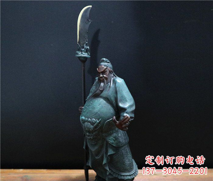 贵州玻璃钢仿铜关公雕塑