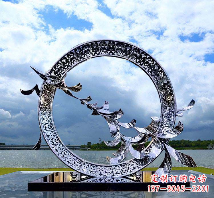贵州抽象不锈钢大雁雕塑