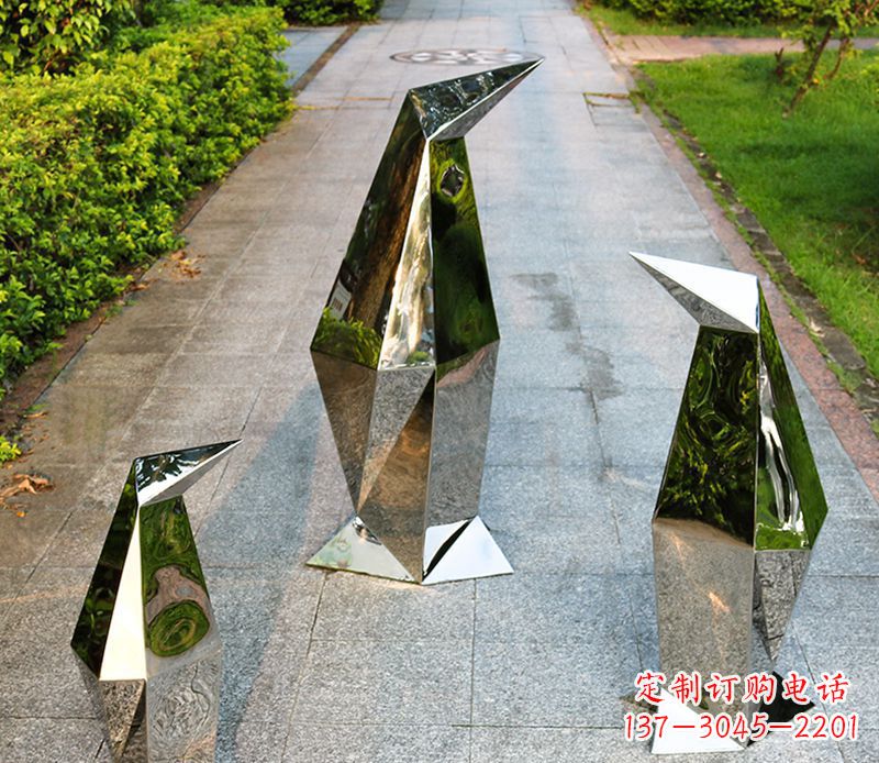 贵州精致的抽象不锈钢企鹅雕塑