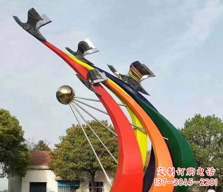 贵州抽象和平鸽和太阳校园不锈钢雕塑