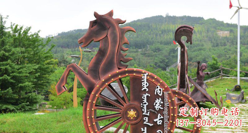 贵州传承历史魅力,不锈钢马车雕塑悠然屹立