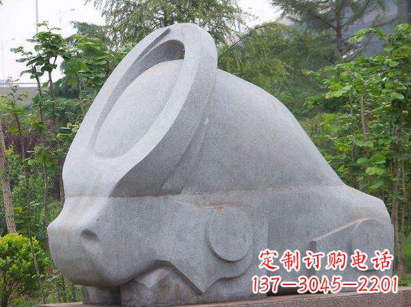 贵州抽象石雕牛-抽象生肖牛动物景观雕塑