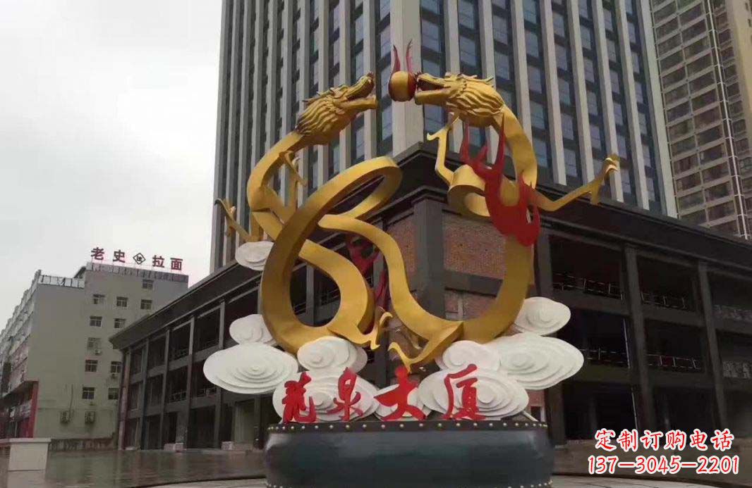 贵州精美的双龙戏珠不锈钢雕塑
