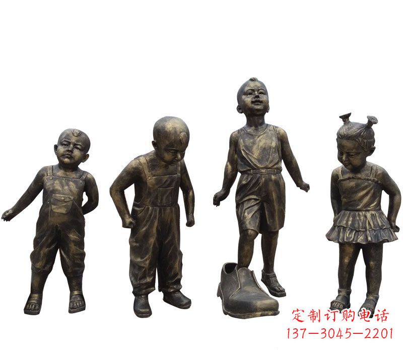 贵州穿大鞋的儿童铜雕