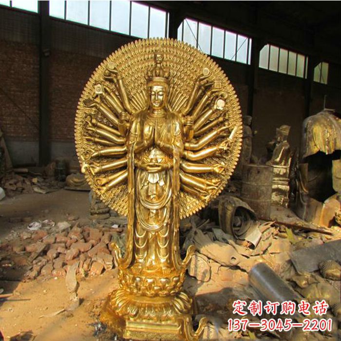 贵州纯铜千手观音雕塑