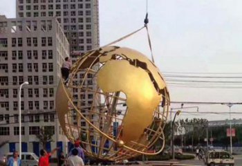 贵州城市之美不锈钢镂空地球仪雕塑