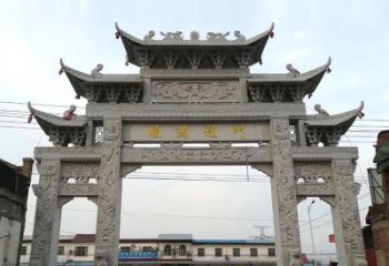 贵州以城市街道为主题的仿古石雕牌楼