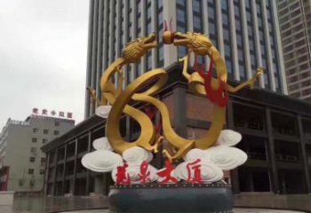 贵州精美的双龙戏珠不锈钢雕塑