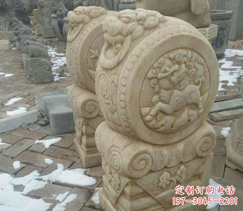 贵州大理石抱鼓公园门墩雕塑——精美雕刻展现灵动之美