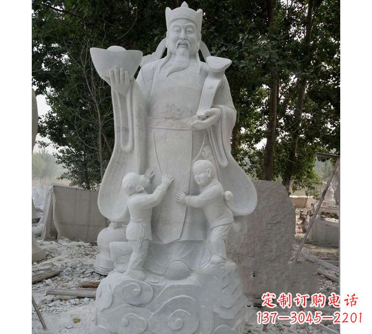 贵州大理石财神雕塑——守护家庭繁荣