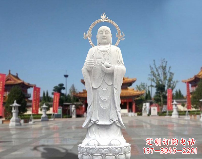 贵州大理石地藏菩萨雕塑象征佛法的传承