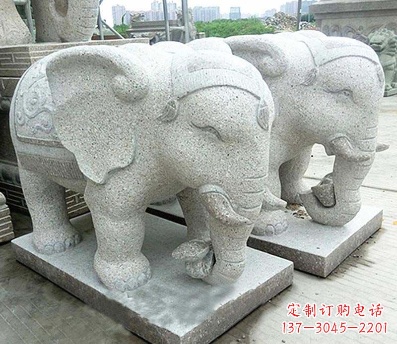 贵州大理石制作的精美招财大象雕塑