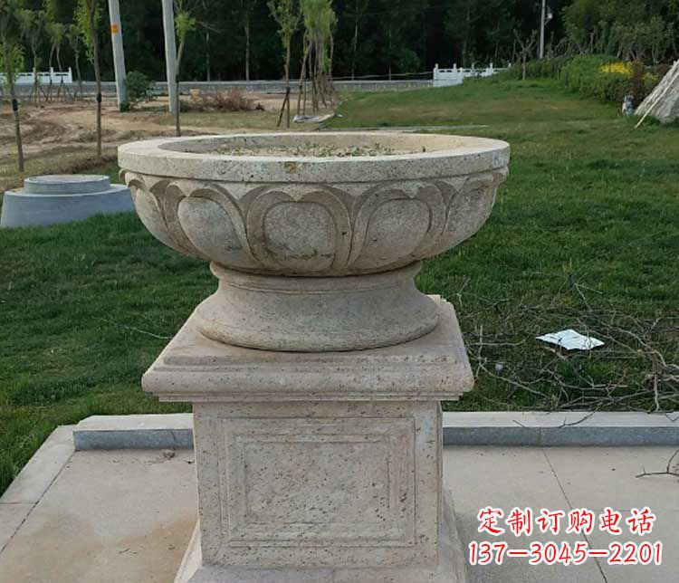 贵州大理石花盆石雕