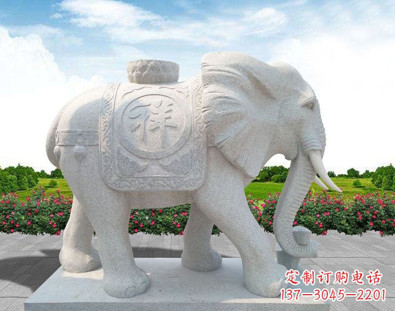 贵州精美大理石大象雕塑