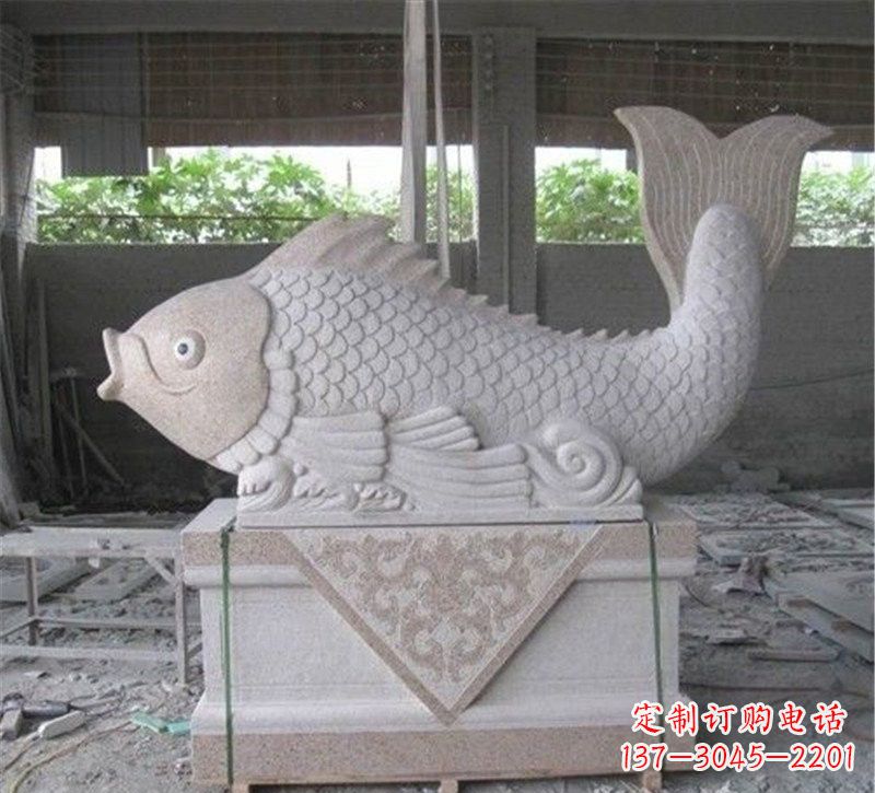贵州精美大理石"鲤鱼"雕塑