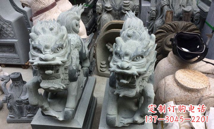 贵州大理石立式麒麟门口镇宅石雕