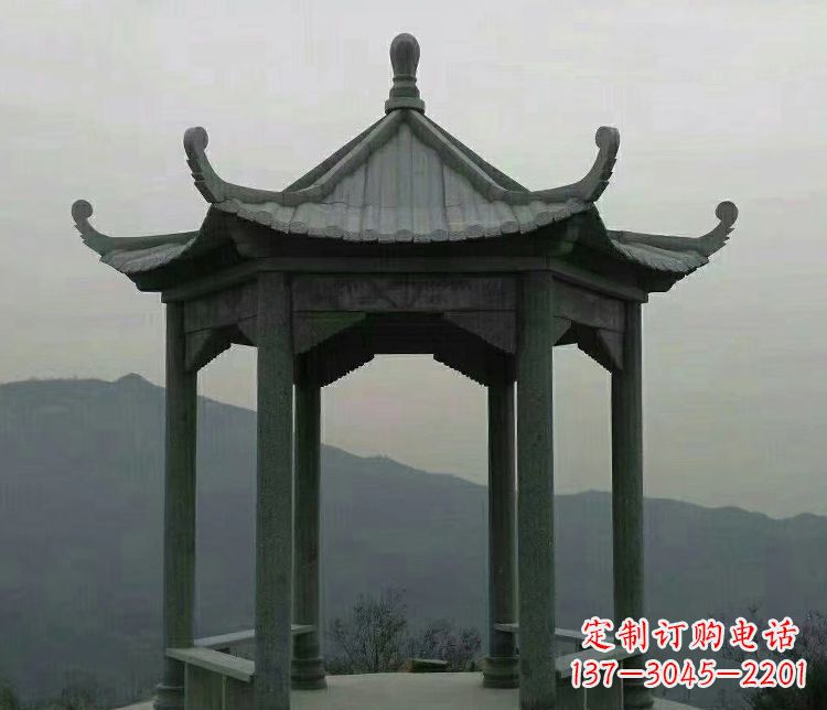 贵州考究工艺,奢华大理石六角凉亭雕塑