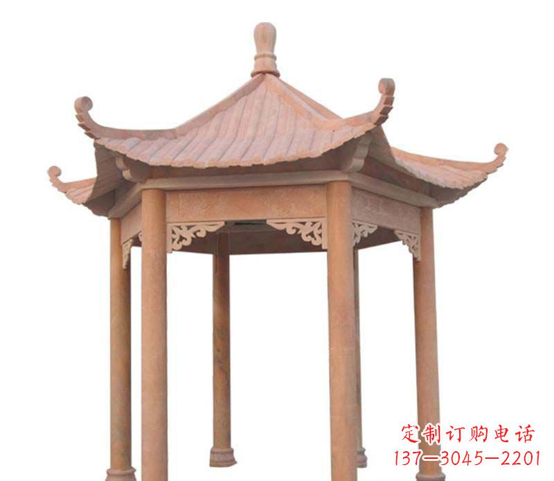 贵州大理石六角凉亭雕塑