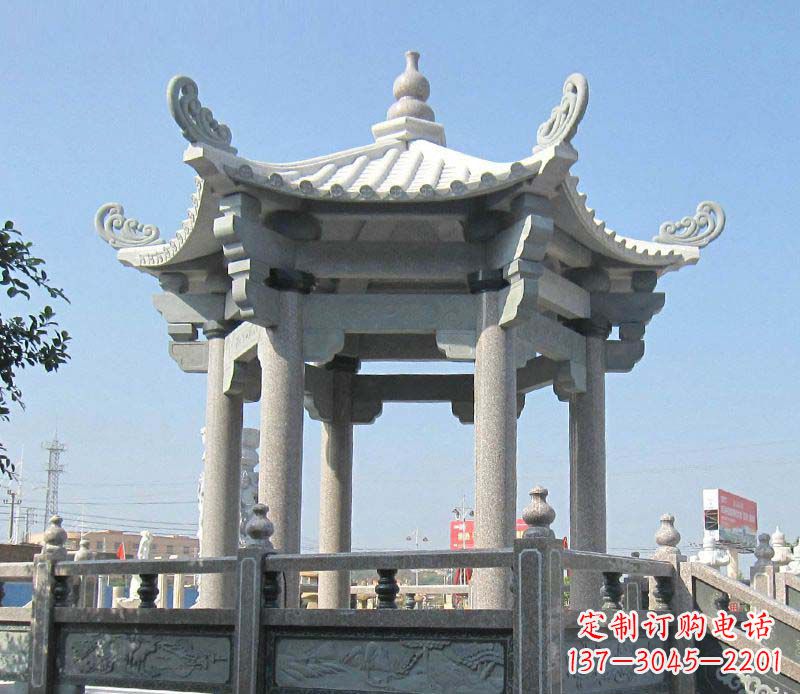 贵州大理石六角凉亭石雕,为您的家园带来浪漫情怀