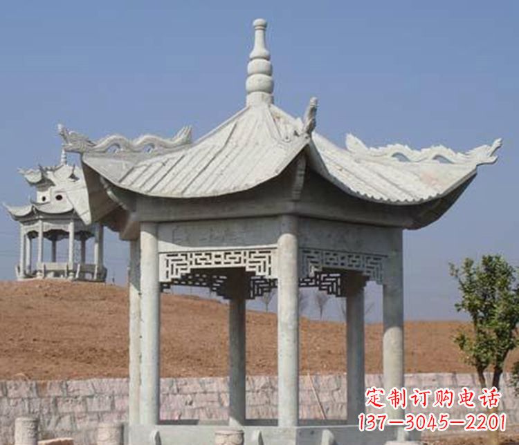 贵州精美大理石六角凉亭石雕