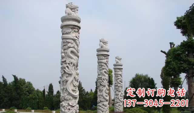 贵州精美大理石龙柱雕塑