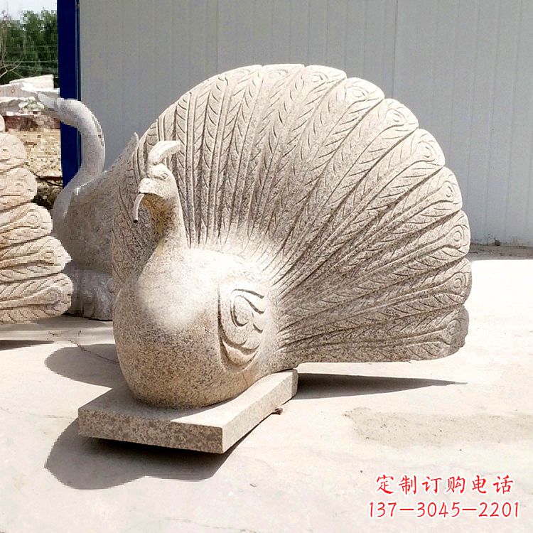 贵州大理石喷水孔雀雕塑