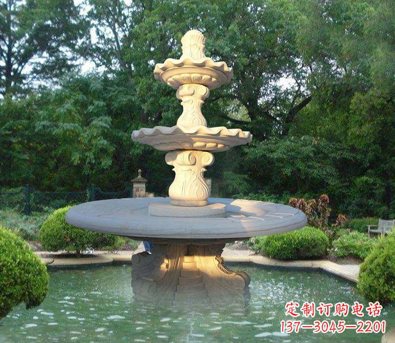 贵州大理石三层喷泉雕塑