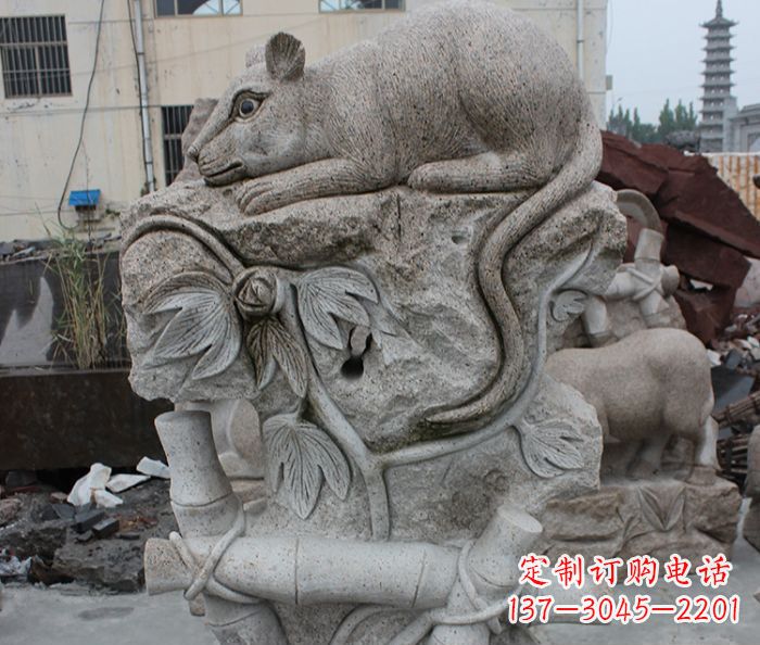 贵州大理石生肖鼠石雕