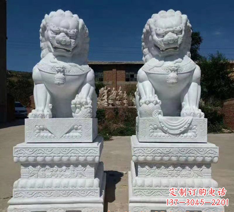 贵州大理石狮子石雕,雕塑定制精美狮子