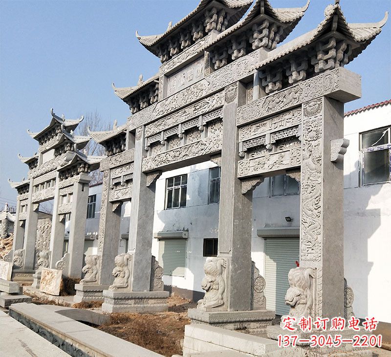 贵州大理石石雕牌坊雕刻