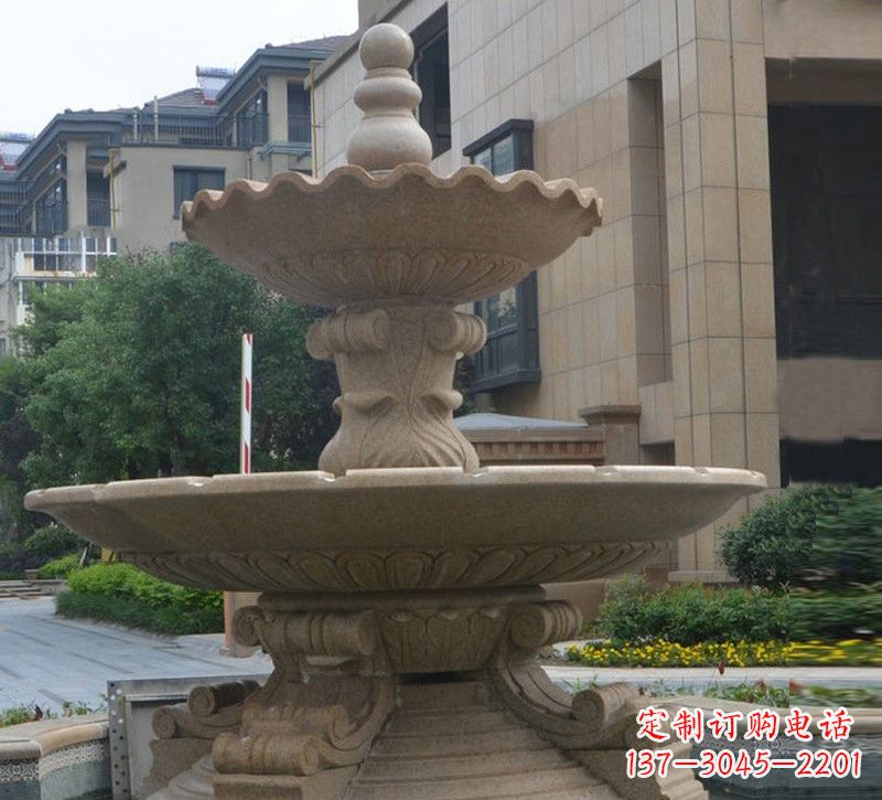 贵州简约双层大理石喷泉雕塑