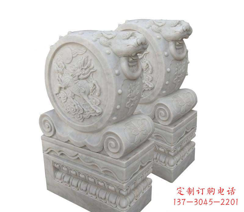 贵州大理石狮子头门墩雕塑
