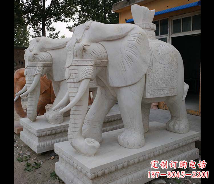 贵州大理石大象雕塑,招财进宝