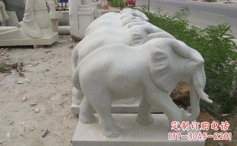 贵州大理石小象公园动物石雕