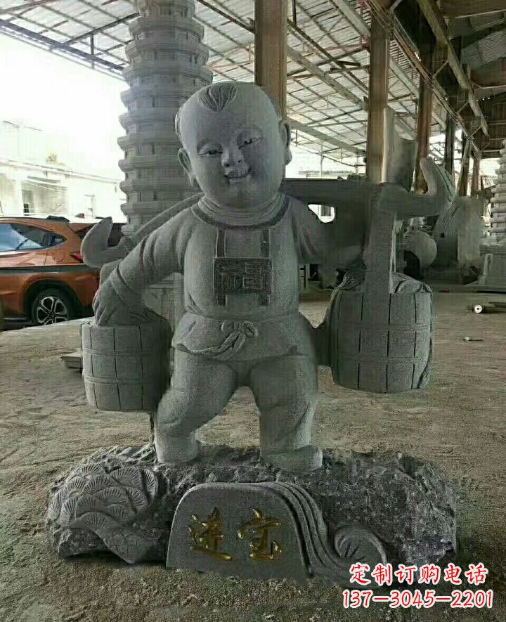贵州装点童年的大理石招财进宝儿童雕塑
