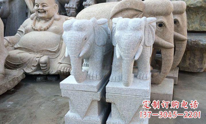 贵州大理石大象雕塑 招财进宝